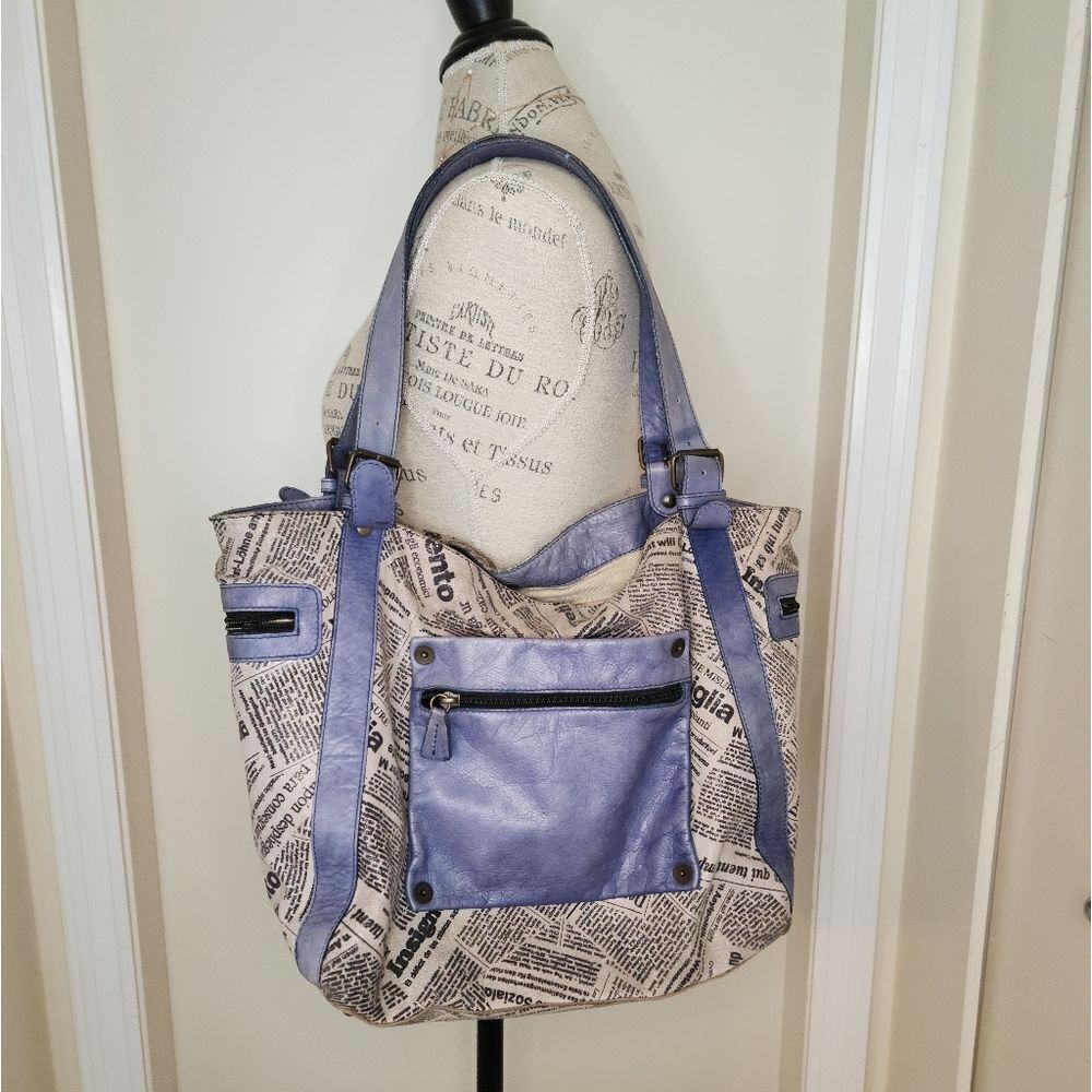 Large newsprint tote purse